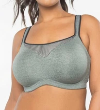 Curvy Couture HEATHER GREY Ultimate Fit High Impact Sports Bra, US 44C