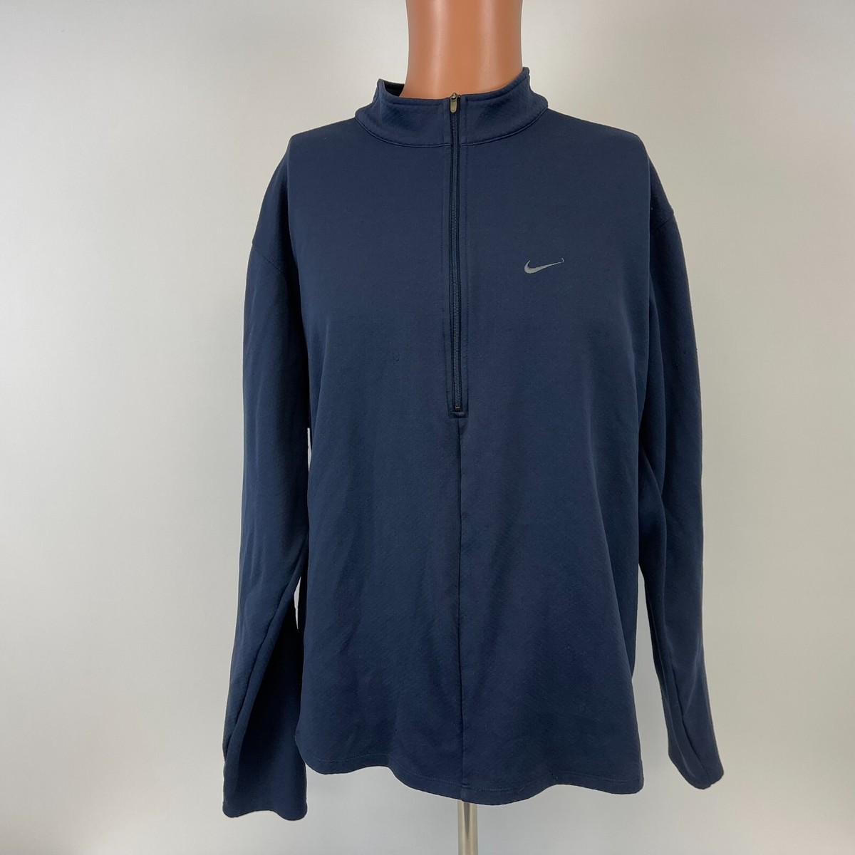 Nike Waffle Half Zip Pullover Dri Fit Shirt Running Training Blue
