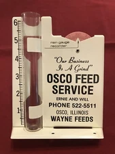 Vintage Osco Illinois Feed Service Metal Advertising Rain Gauge Original Box