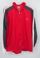 Canari Cycling Shirt DRI Core Men's Full Zip Long Sleeve 3 Pockets Red Sz XXL