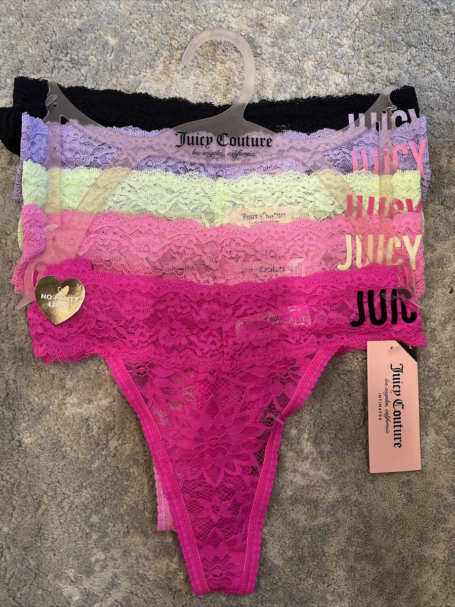JUICY COUTURE INTIMATES LACE THONGS UNDERWEAR PANTIES WOMEN 5 PACK