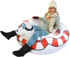 GoFloats Winter Large Polar Bear Snow Tube - The Ultimate Sled & Toboggan