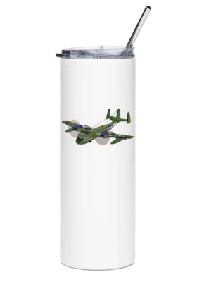 Grumman OV-1 Mohawk Stainless Steel Water Tumbler with straw - 20oz.
