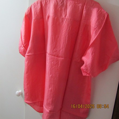 Camisa para hombre talla M ganadora rosa 100 % seda lavada 2 bolsillos delanteros S/S - Imagen 10 de 10
