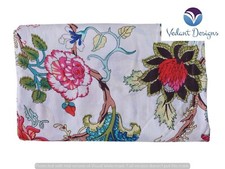 Indian Cotton Sewing Craft Floral Print Handcrafted 5 Yard Ethnic Fabric