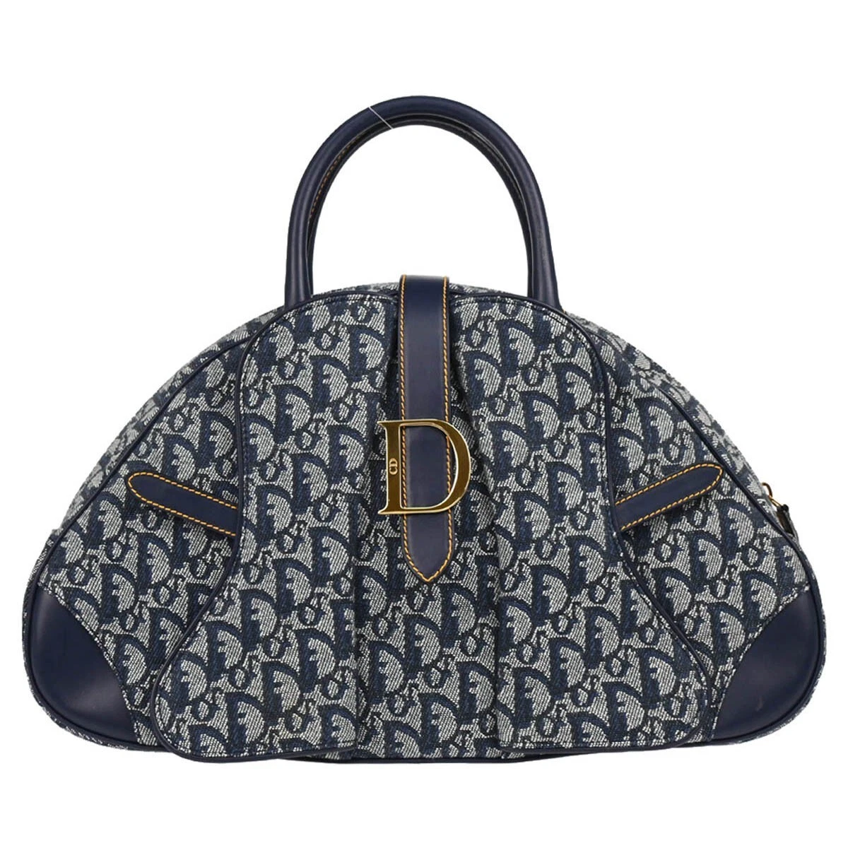 Sac à main trotteur Christian Dior bleu marine double selle MA 0080 185362