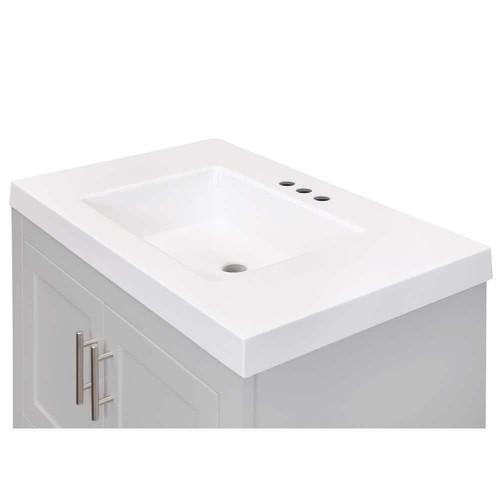 Glacier Bay Single Sink Bath Vanity 30.5" Adjustable Hinges Open Shelf Dove Gray - Picture 7 of 12