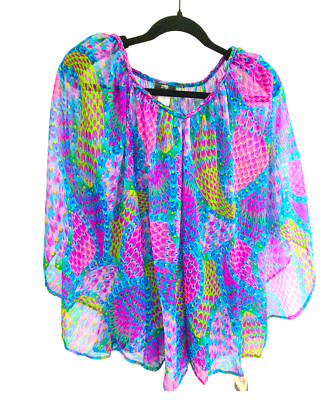 ABS by Allen Schwartz Peacock Coverup Tunic Dress sz XS