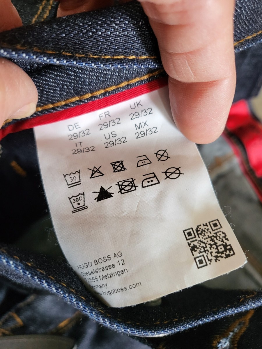 HUGO Boss 734 Jeans 29x32 Coated Japanese Dark Denim Red