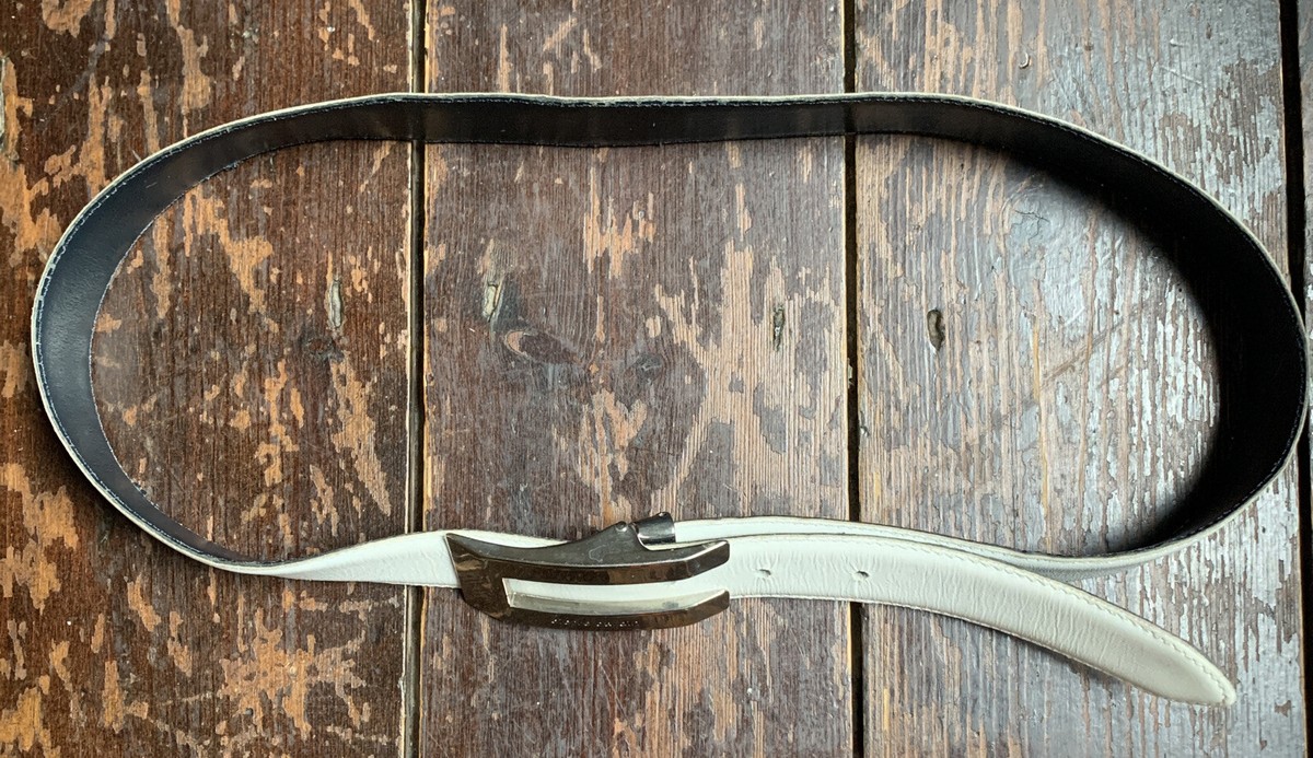 Pierre Cardin skinny white leather belt Vienna Waist Belt – Sarah Flint main image 2