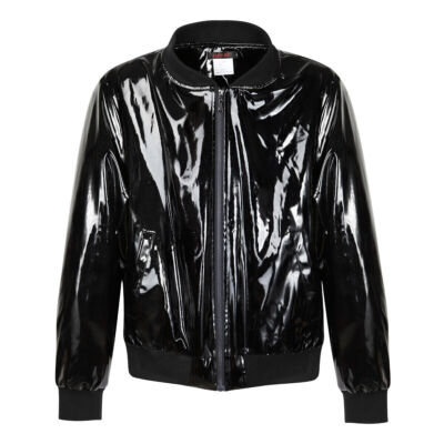 Mens Wind Breaker PVC Patient Vinyl Shinny Black Jacket Waterproof Blazer