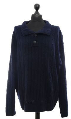 Walbusch Herren Pullover 58/60 blau dunkelblau Stehkragen