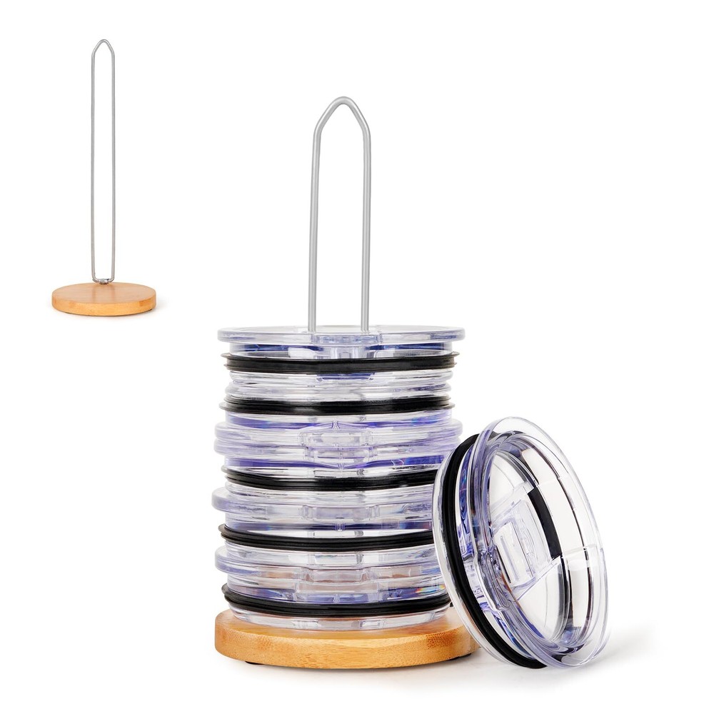 Tumbler Lid Organizer Cup Lid Organizer Freestanding Bamboo Tumbler Cup Organize