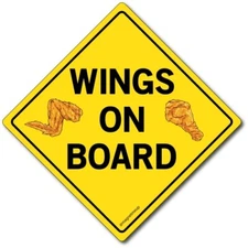 Wings On Board Magnet Decal, 5x5 Inches, Automotive Magnet for Car