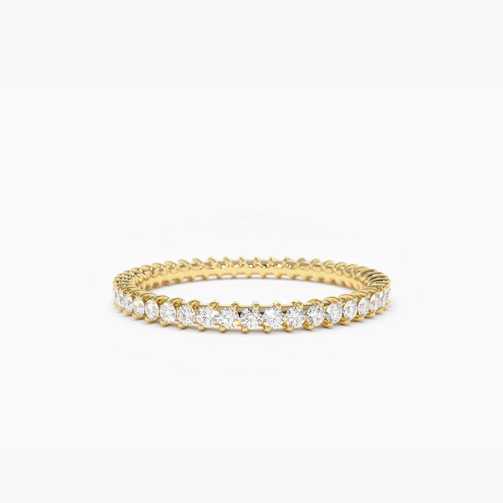 0.55 Ct Natural Round Cut Diamond Eternity Wedding Band Ring 14k Yellow Gold