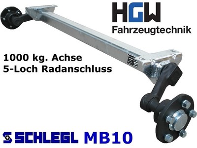 1000 kg. Achse für Anhänger - AM: 1000 mm  AS: 5*112 Schlegl MB10 Laufachse