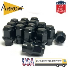 24Pc 12x1.5 Black Extended Thread Bulge Acorn Lug Nuts ET Tapered Conical Seat