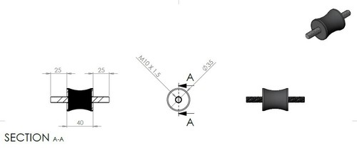 5-Pack: 35x40mm M10, Options, UK Made, Rubber Bobbin Anti Vibration Mount MM - Picture 2 of 2