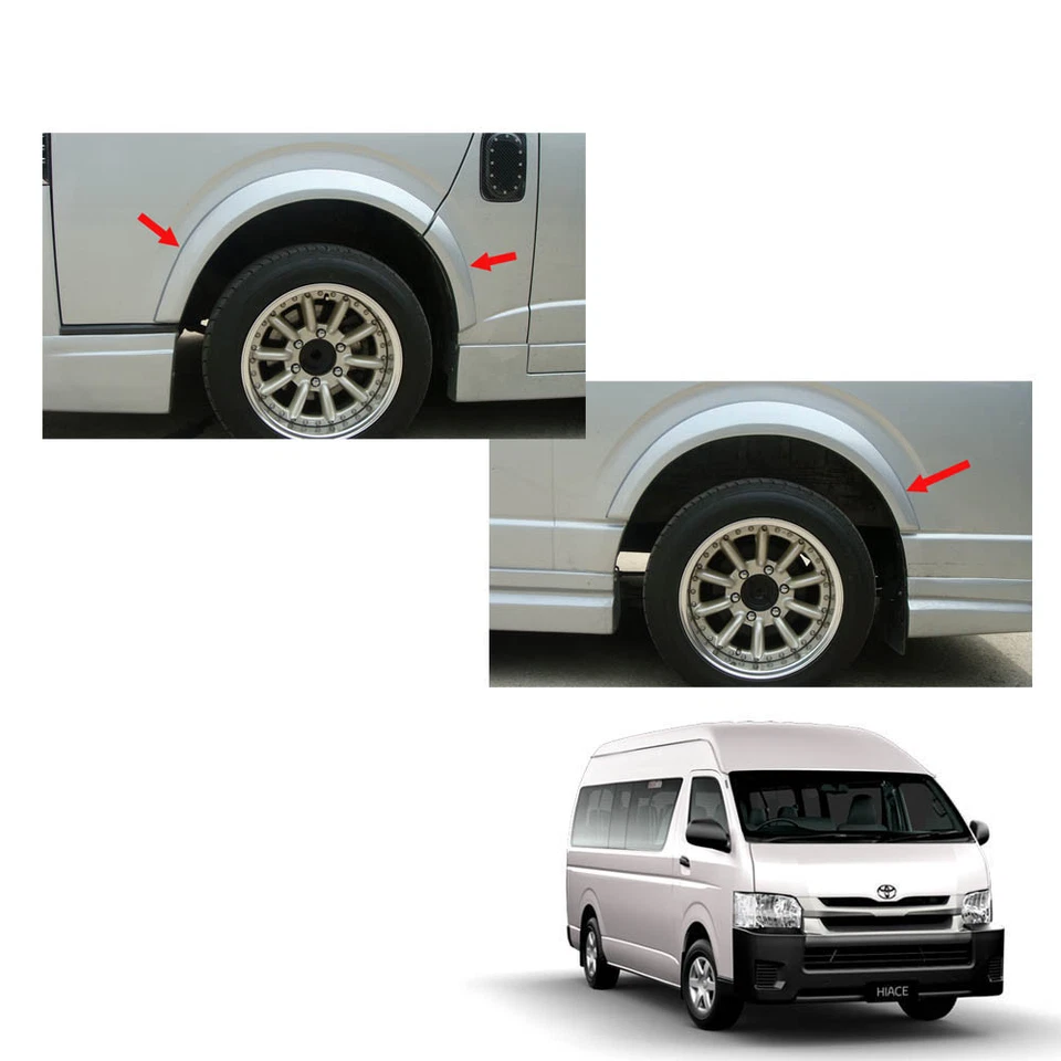 Fender Flares Silver Set Trim V2 6 Pc For Toyota Hiace Commuter 2005 2006 - 2017 Foto 2 de 4