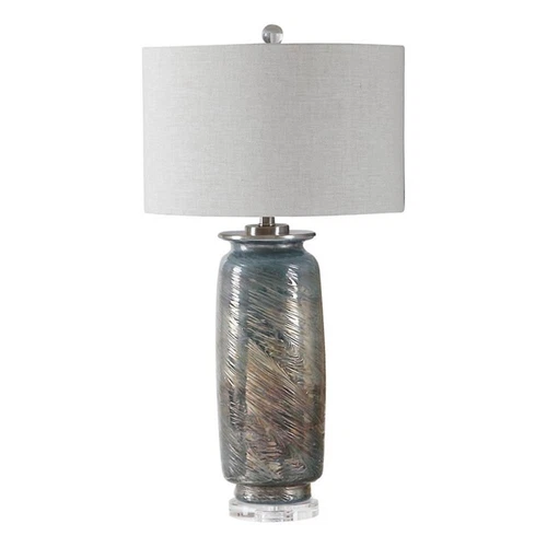 Uttermost Olesya Swirl Glass Iron and Crystal Table Lamp in Ocean Blue - Picture 3 of 7