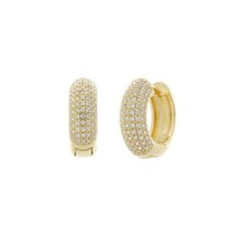 EXQUISITE 18kt Gold Plated Pave CZ Crystals 4mm 1/2" Huggie Hoop Earrings 6087