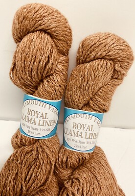 Plymouth New Royal Llama/Linen/Silk Yarn Lot of 2 Luxury Rusty Gold Vintage