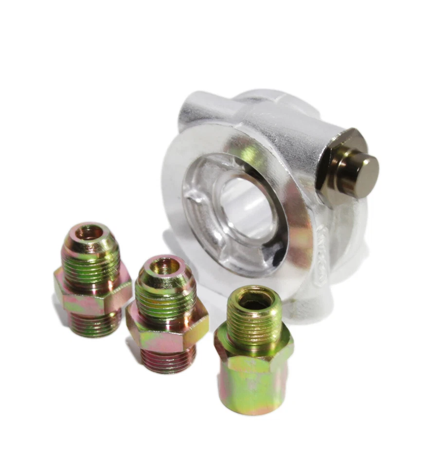 Placa sándwich filtro enfriador de aceite + adaptador de termostato con montaje AN10 plateado Foto 4 de 4