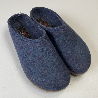Haflinger Grizzly Womens Clogs EU 41 L 10 M8 Blue Floral Wool Casual Germany