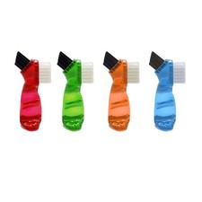 4 Pieces Mini Denture Cleaning Brush Set with Multi-Layered Bristles, Portabl...