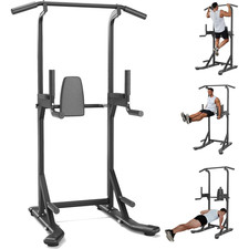 Power Tower Dip Station W/ Pull Up Bar: 450LBS Free Standing Multi-Function Gym