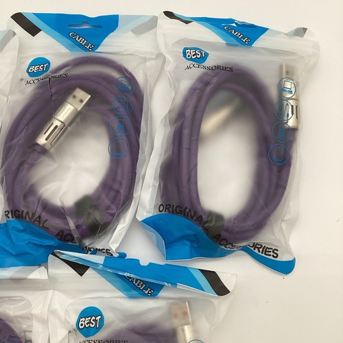 USB C 4in1 Multi USB Fast Charging Cable for iPad, Samsung 240W, Lights, 4Ft 5PK - Picture 3 of 5