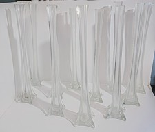 Lot of 11 Clear Glass Trumpet Bud Vases Wedding Centerpieces Floral 20" Tall