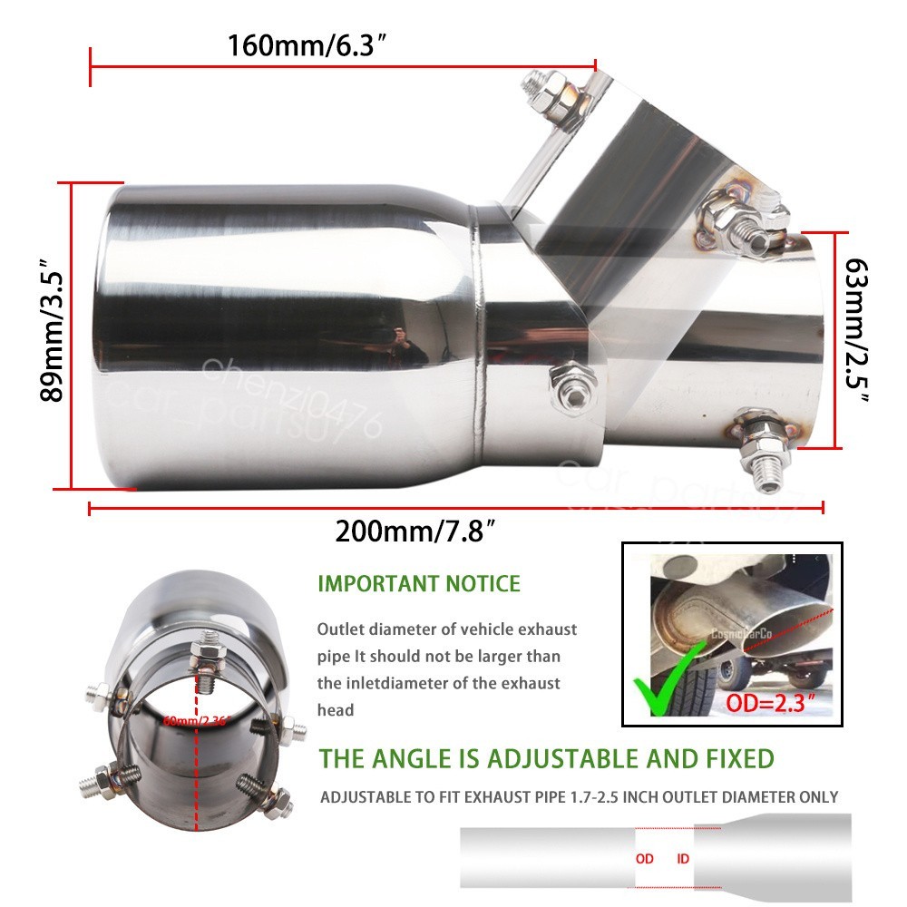 Chrome Stainless Steel Rear Exhaust Pipe Tail Muffler Tip For 2012 Aston Martin
