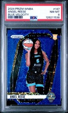 2024 Panini Prizm WNBA Angel Reese #147 Blue Velocity RC PSA 8