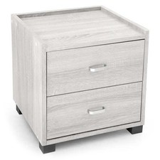 COMODINO CON 2 CASSETTI IN LEGNO NATURALE COLORE BIANCO LEGNO 43 X 40 X 44 CM