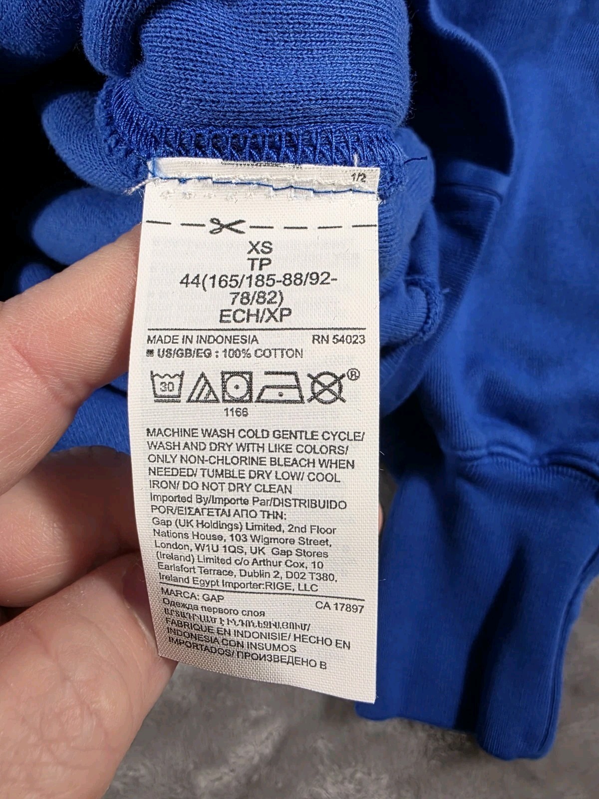 Yeezy YZY GAP Double Layer Hoodie Pullover Blue Adult XS Kanye West thumbnail 2