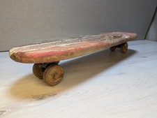 Antique Early Primitive Wood Skateboard w/ Metal Wheels RARE!