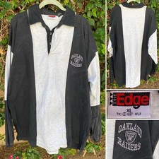 Vintage Oakland Raiders Rugby Style Shirt Worn Fade c 1997 1990s 90s Size XL