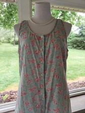 Vtg Lauren Ralph Lauren Womens Cotton Dress Floral Buttons Pockets Sleeveless Lg