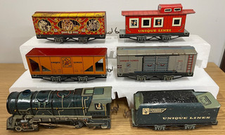 Marx Original Postwar 1950 Unique Arts Steam Engine Train Set JewelT Circus Car