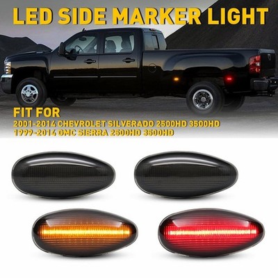 4pcs Smoked Lens LED Fender Bed Side Lights Marker For Chevy GMC (Amber + Red) K