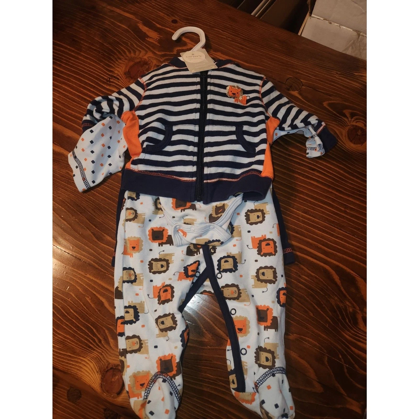 Carters 3 Piece Lion Print Outfit Set 0-3 Months NWT Newborn Baby Boy Clothes