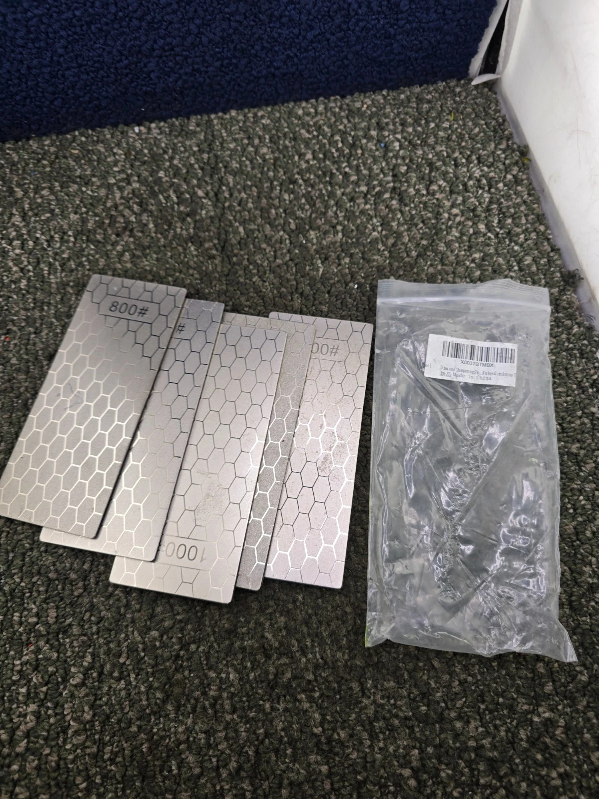 (QTY 3) 5-Piece Diamond Sharpening Stone Plates #400 #600 #800 #1000 #1200 Grit