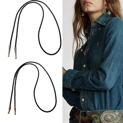 Bolo Tie PU String Craft Kits with Metal Pendant for Neck Chain Jewelry Decors