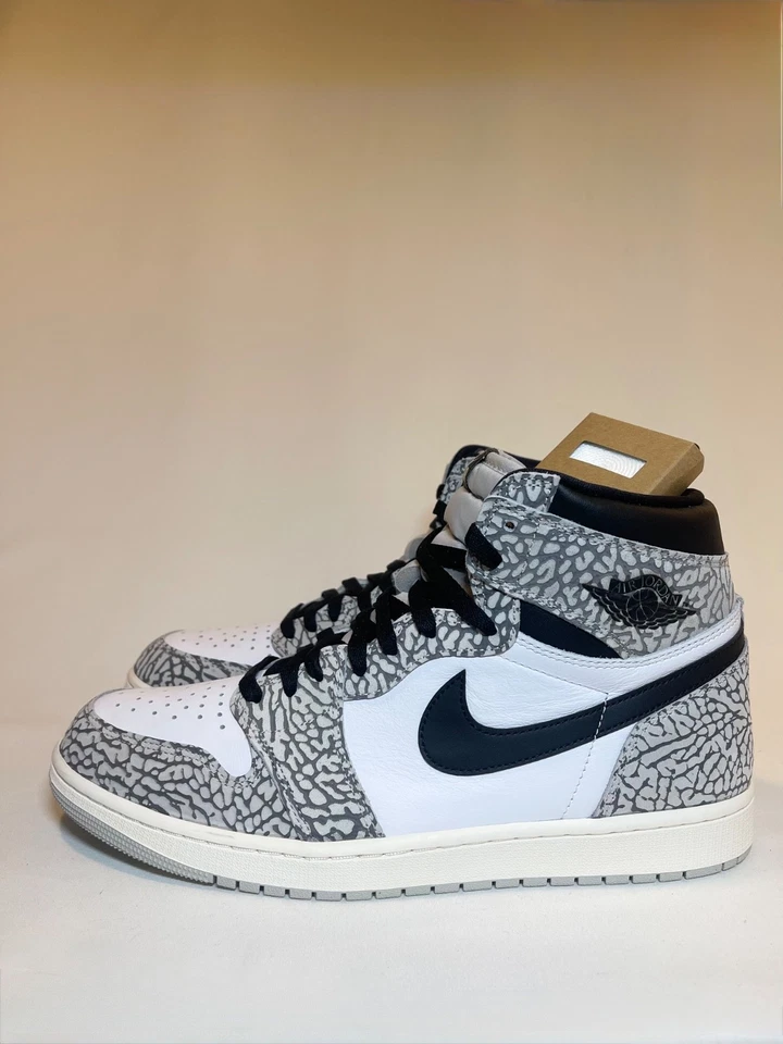 🔥Size 12.5-Air Jordan 1 Retro High OG "White Cement" Elephant Print DZ5485 052  - Image 2 of 4