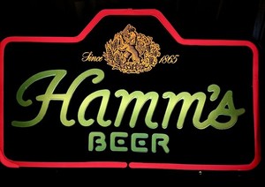 Vintage Hamm's Beer Since 1865 Lighted Sign Faux Neon Look Plastic Bar Tavern
