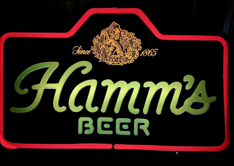 Vintage Hamm's Beer Since 1865 Lighted Sign Faux Neon Look Plastic Bar Tavern
