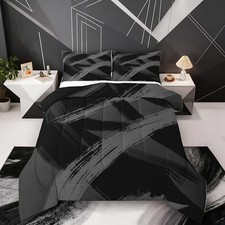 Black Grey Comforter Set Size Abstract Geometric Bedding Set King Multi 45692