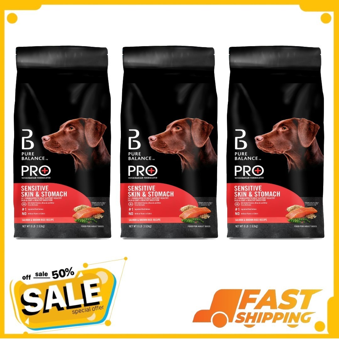 3P Pure Balance Pro+ Sensitive Skin & Stomach Dog Food, Salmon & Rice Recipe,8lb