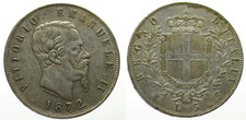 *TRIU* SAVOIA REGNO  VITTORIO EMANUELE II 5 LIRE 1872 Milano ARGENTO